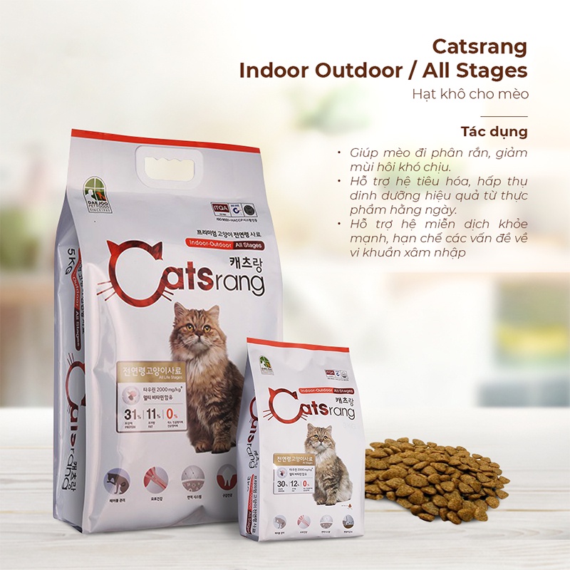 Thức ăn cho mèo hạt Catsrang dành cho mèo mọi lừa tuổi gói chiết 500g
