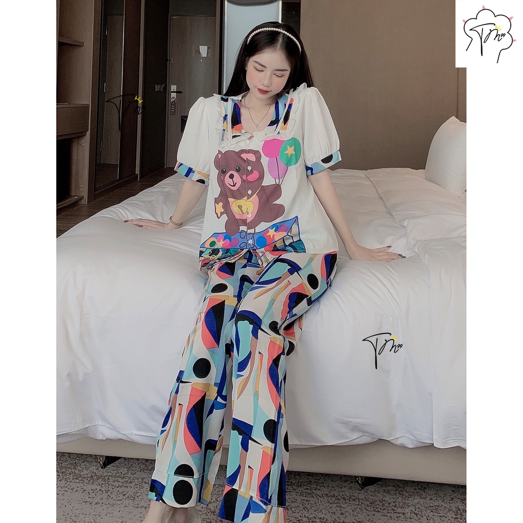 Đồ Bộ Pijama Lụa Mango Thiết Kế MONA Cao Cấp TM01