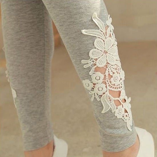 Quần legging co giãn có ren hoa cho nữ