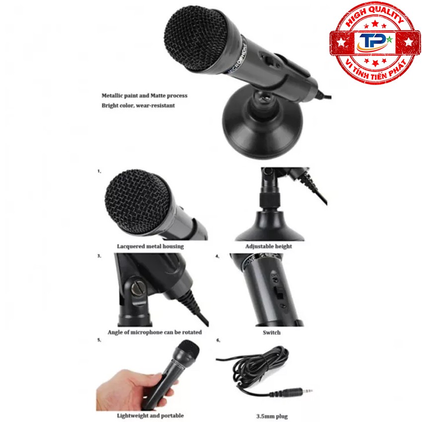 [Mã ELFLASH3 hoàn 10K xu đơn 20K] Microphone Senicc SM-098 dùng cho máy tính PC, Laptop ... jack cắm 3.5mm