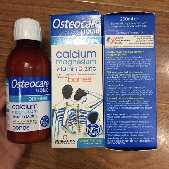 Canxi dạng nước Osteocare Liquid Original 200ml của Anh bổ sung canxi dùng cho trẻ trên 1 tuổi