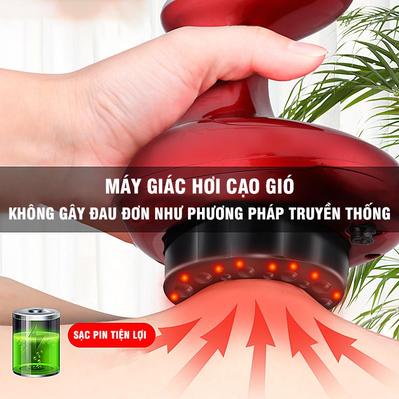 Máy Giác Hơi Cạo Gió Sạc Pin Tiện Lợi Nhiều Cấp Độ Và Chế Độ Cho Người Dùng Tạo Cảm Giác Dễ Chịu Và Thư Giãn