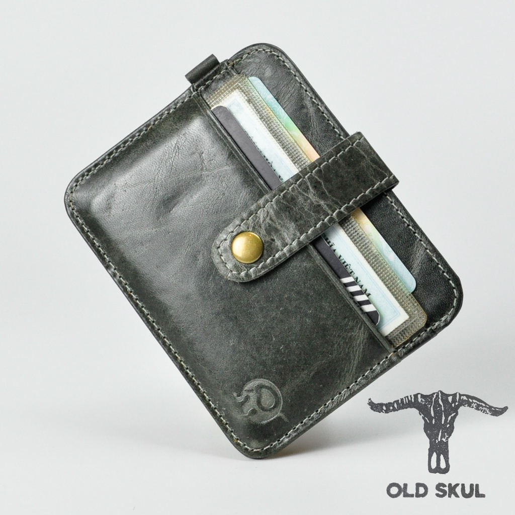 Ví mini đựng thẻ da bò thật V031, card holder đựng vừa giấy tờ xe và thẻ thang máy