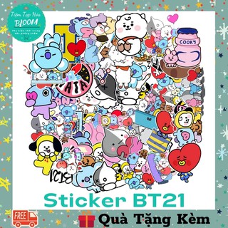 Sticker bt21🌸free ship🌸50 miếng dán hình bt21 chống nước hình dán mũ bảo hiểm laptop điện thoại vali