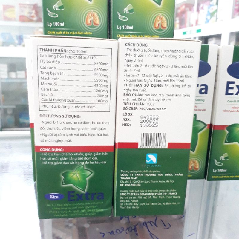 Siro ho extra- Hỗ trợ giảm đau rát họng, ho kéo dài chai 100ml