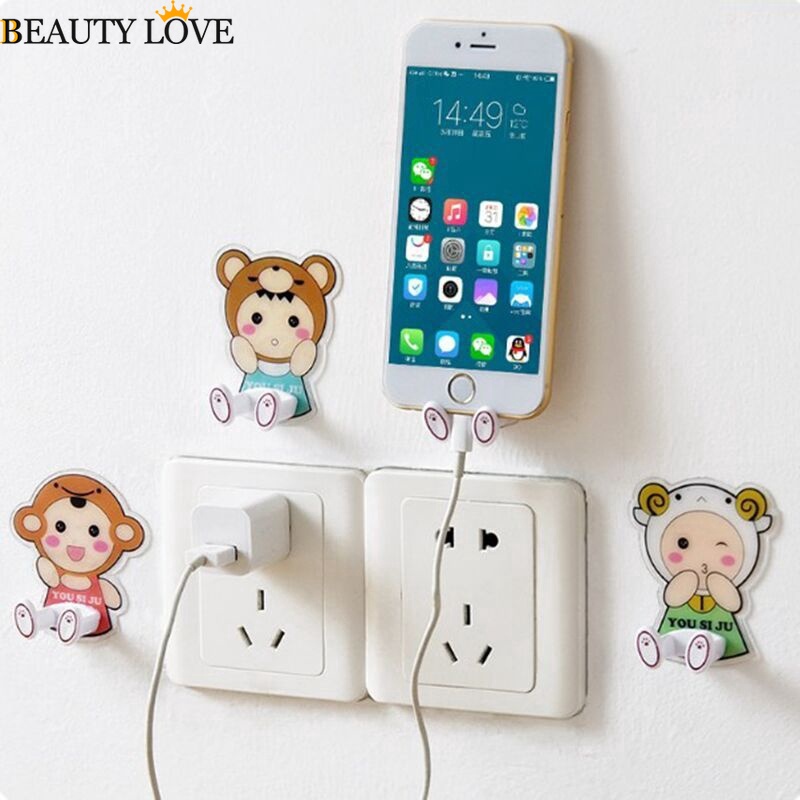 [Mới] Móc Treo Phích Cắm Dán Tường Chịu Được Sức Nặng Họa Tiết Động Vật Hoạt Hình