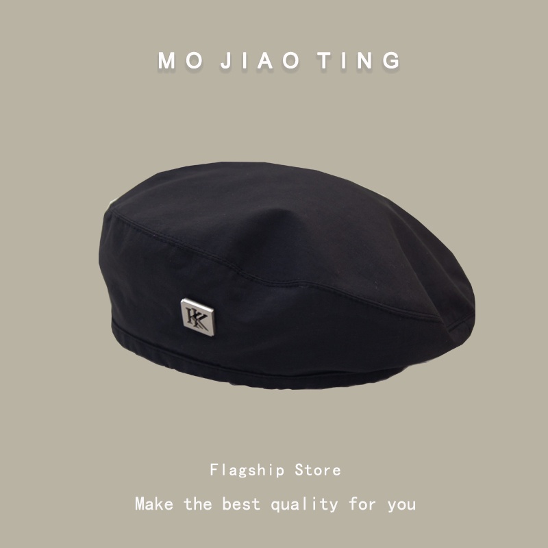 Nón Beret Màu Trơn In Chữ Dễ Thương Phong Cách Hàn Quốc Cho Nữ