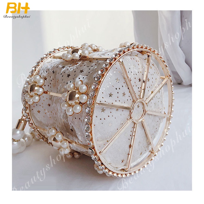 Túi Xách Nữ Đeo Chéo Đính Ngọc Trai Thời Trang