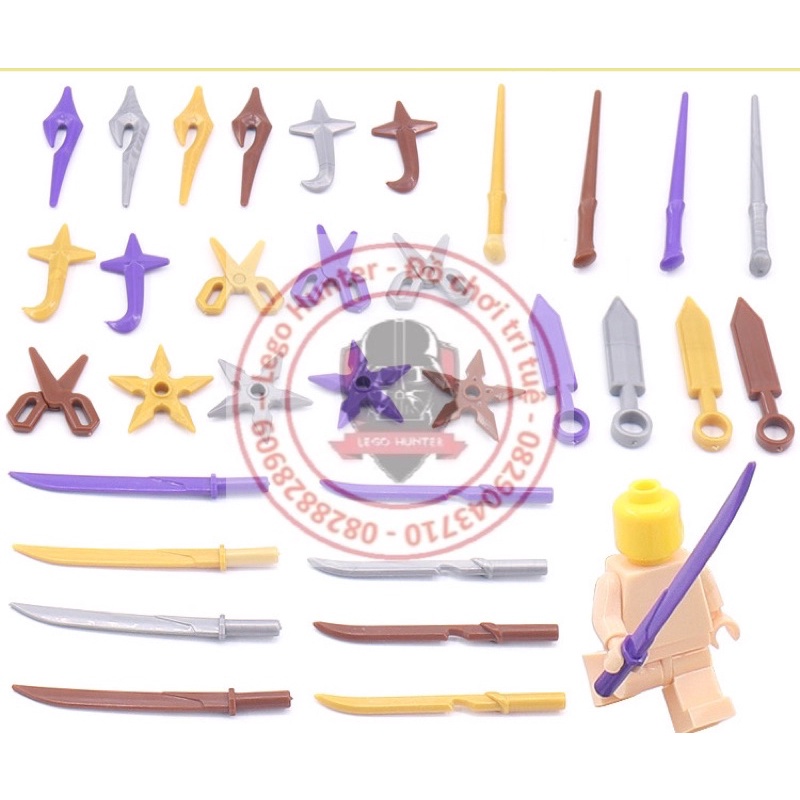 Nonlego phụ kiện minifigures combo vũ khí ninja