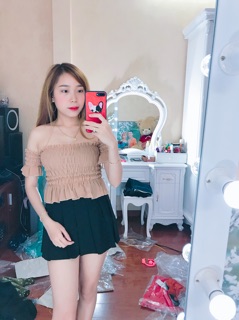 áo nhúng bẹt vai dễ thương
