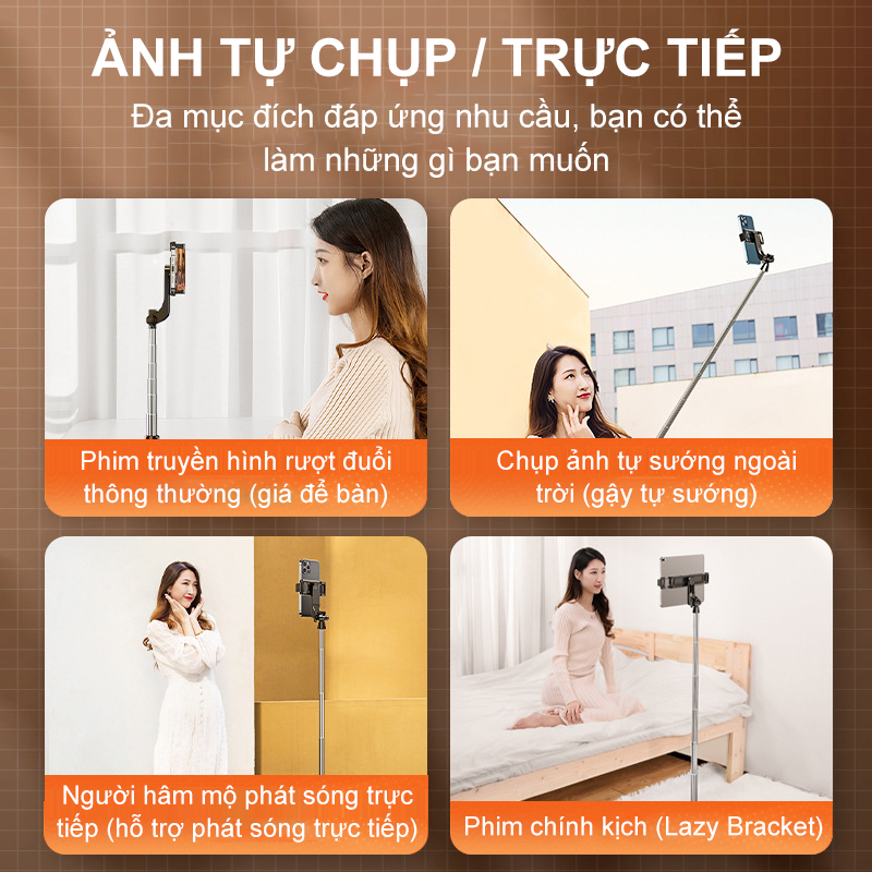 Gậy Chụp Ảnh Tự Sướng 3 Chân Có Điều Khiển Từ Xa- Xoay 360 độ, Chụp Ảnh du lịch, livetream, quay vlog 1.6m NBA31-16