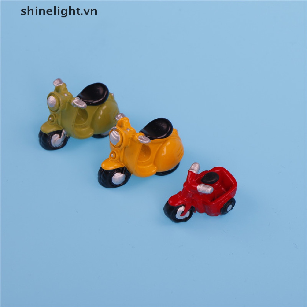 Mô Hình Xe Mô Tô Ba Bánh Mini Trang Trí Tiểu Cảnh Sân Vườn