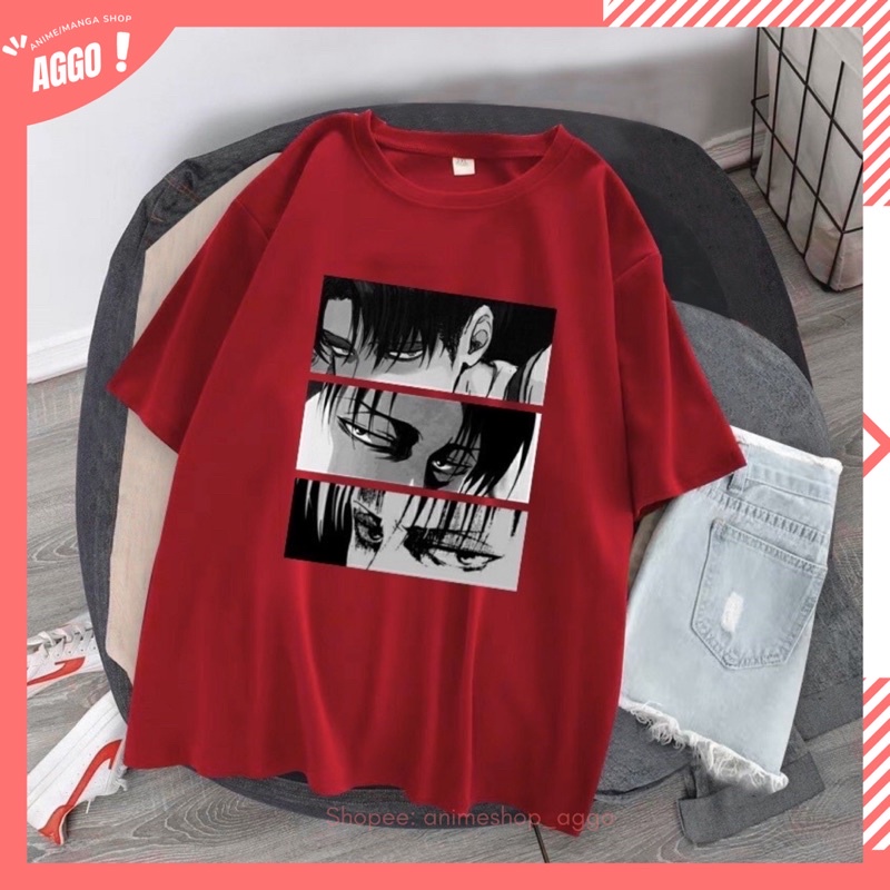 Áo thun tay lửng Levi Ackerman anime Attack On Titan nhiều màu nam nữ đủ size