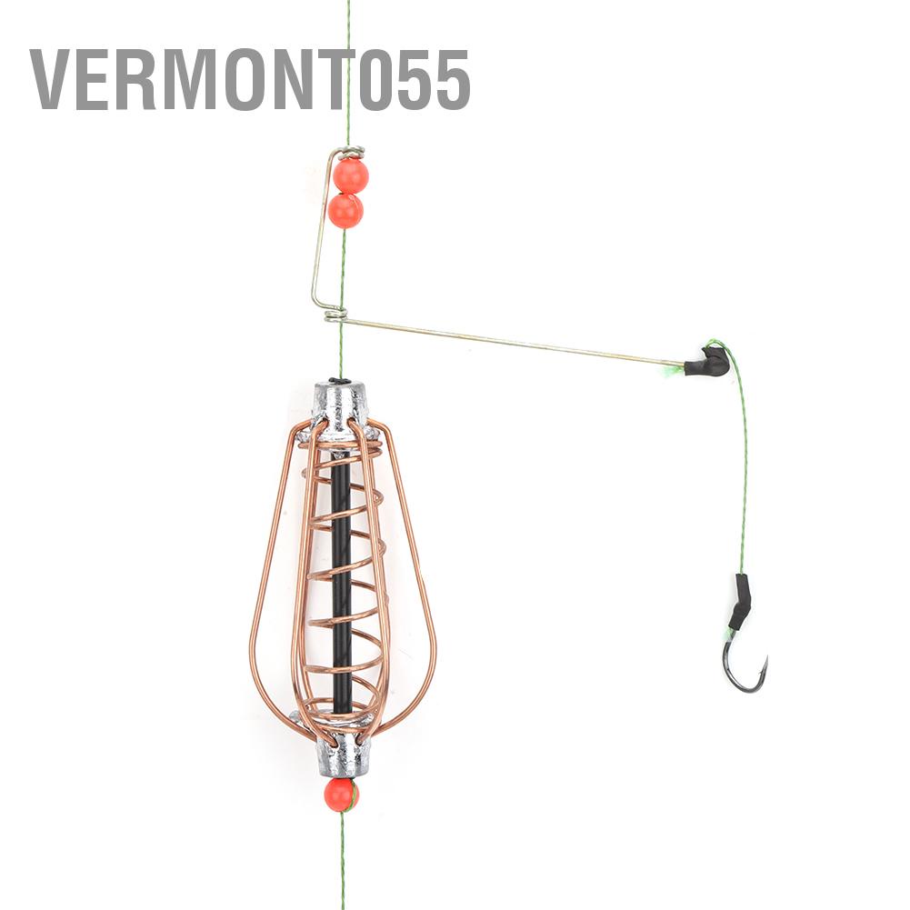 Vermont055 4PCS Fishing Bait Cage Lure Trap Basket Feeder Holder with Hooks Fish Tackle Accessories