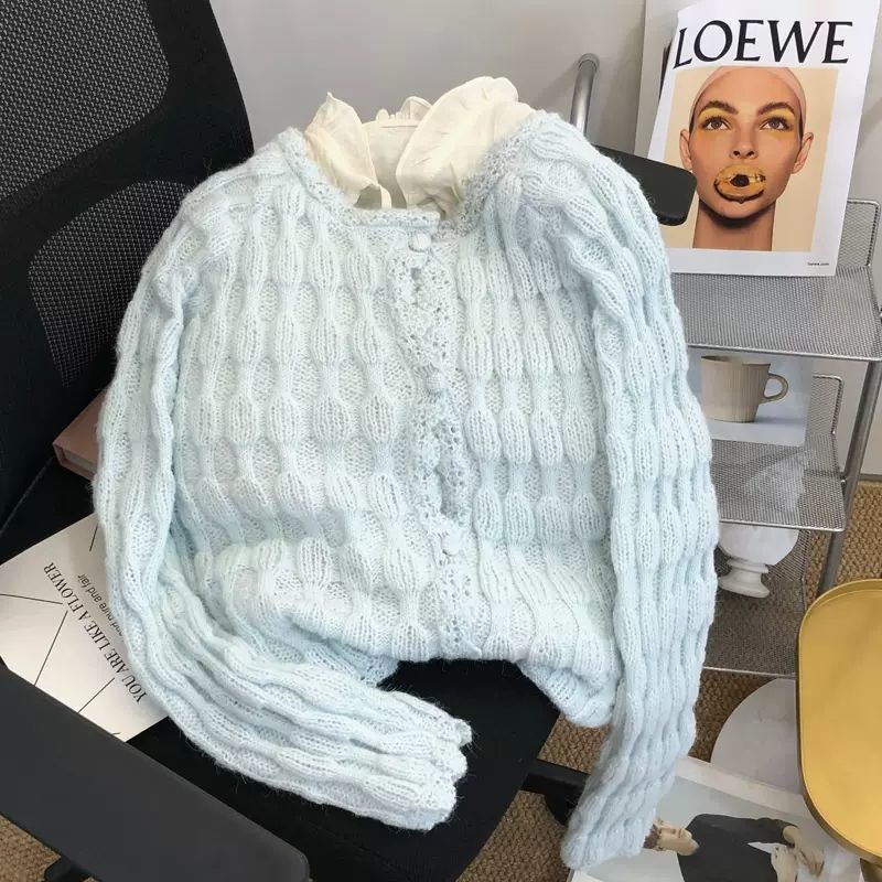 Áo Khoác cardigan Dệt Kim Dáng Rộng Ba Chiều Nhẹ Nhàng Mùa Thu Và Mùa Đông Cho Nữ