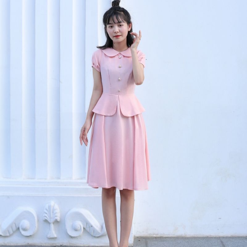 Đầm Công Sở KATIE Thiết Kế Xẻ Tà Dáng Xoè Chất Cotton Thái Cao Cấp