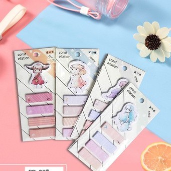 Tệp giấy note ghi nhớ Post-It, màu pastel dễ thương tiện dụng; kích thước 4,6 * 1,5cm