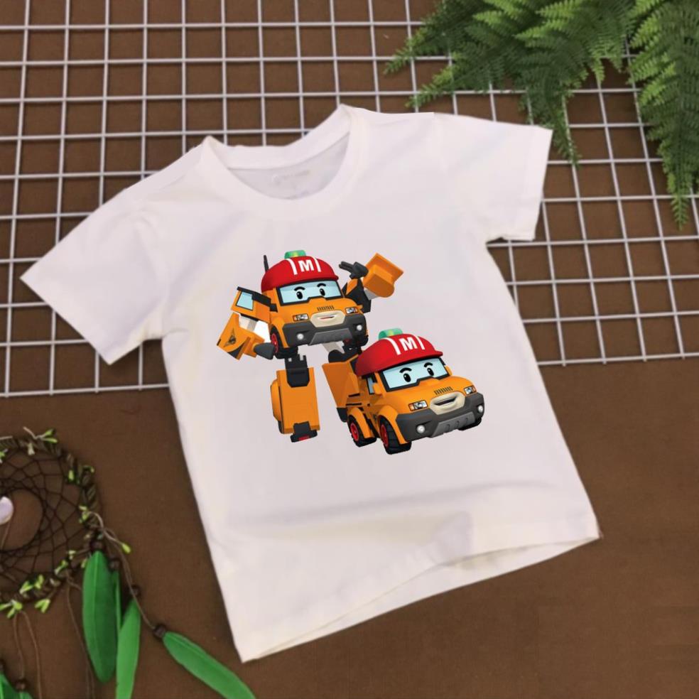 Áo Thun In Hình Robocar Poli Và Những Người Bạn Cứu Hỏa Cứu Thương Dành Cho Bé Trai Bé Gái