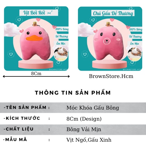 Móc khóa gấu bông họa tiết dễ thương nhồi bông cao cấp ZinZon