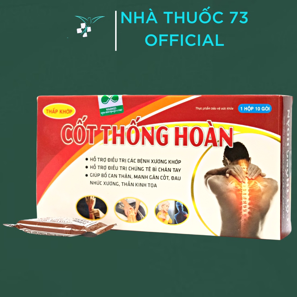 Viên uống hỗ trợ giảm đau nhức xương khớp, bổ xương khớp, tê bì chân tay Cốt thống hoàn hộp 10 gói - Nhà thuốc 73