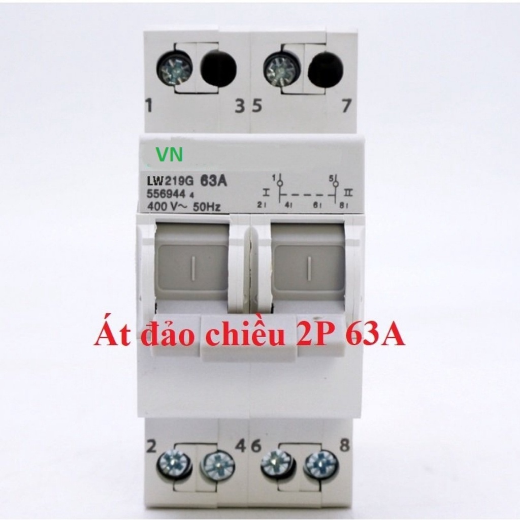Át chuyển đổi 2 nguồn điện 2p/63A/220v , Cầu dao đảo chiều dạng aptomat, công suất lớn loại tốt uy tín bảo hành 1 đổi 1