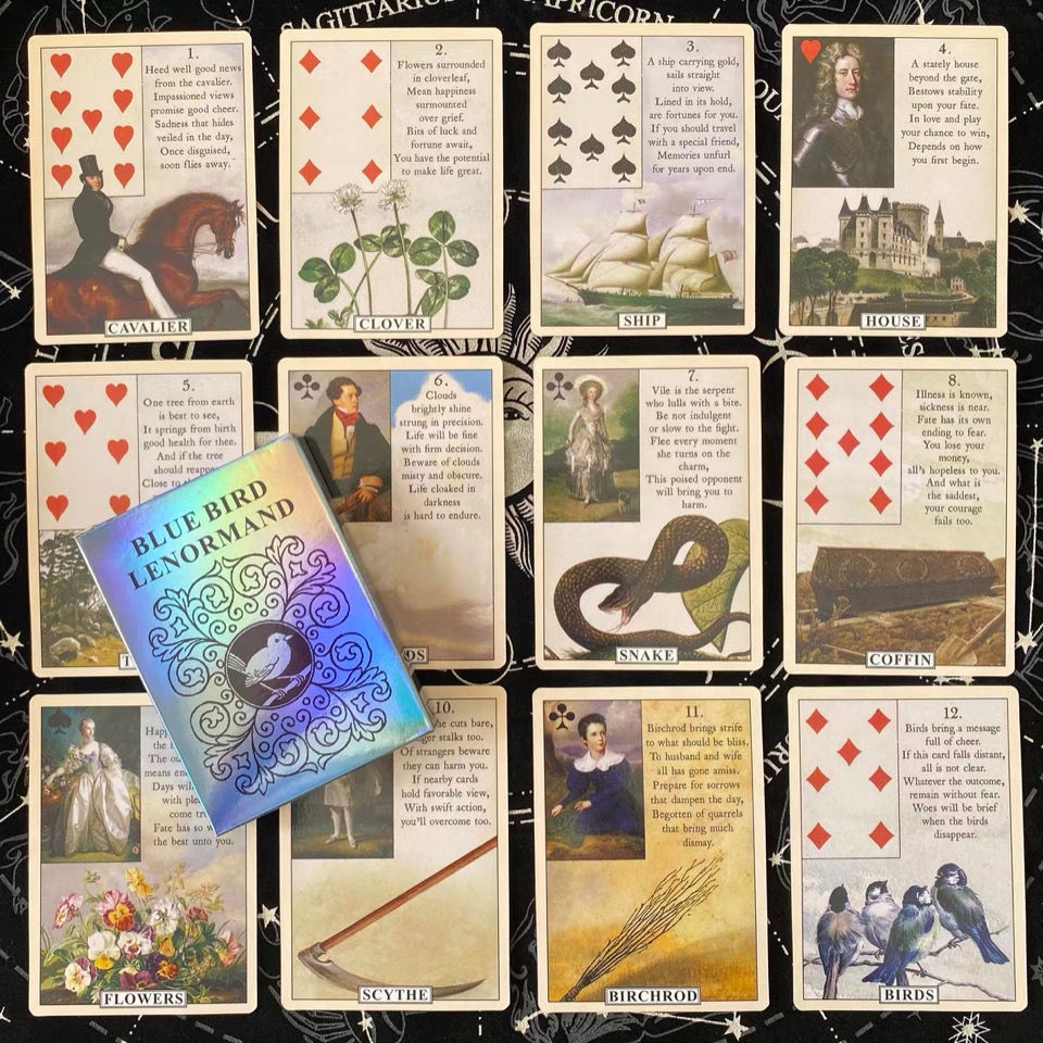 Bộ Thẻ Bài tarot blue bird lenormand Tiếng Anh