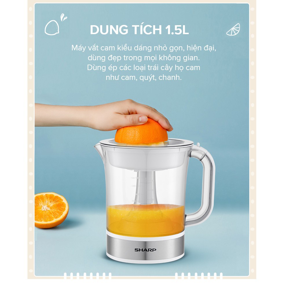 Máy Vắt Cam Sharp EJ-J415-WH Dung Tích 1.5L ( Màu Trắng) Chính hãng BH 12 tháng