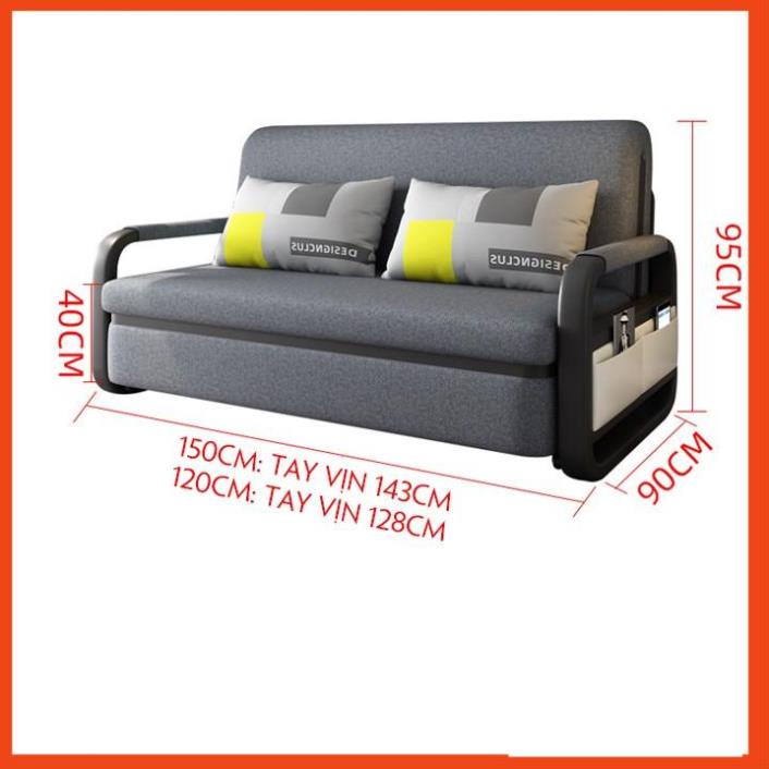 Ghế sofa đa năng 💕2 in 1 💕 Ghế kiêm giường ngủ gấp gọn, có ngăn chứa đồ, tặng kèm 2 gối, KT 1M3*1M9,