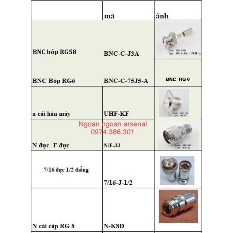 jack rắc U cái hàn máy có bệ chuẩn cao tần 50 ohm. báo giá 1 cái