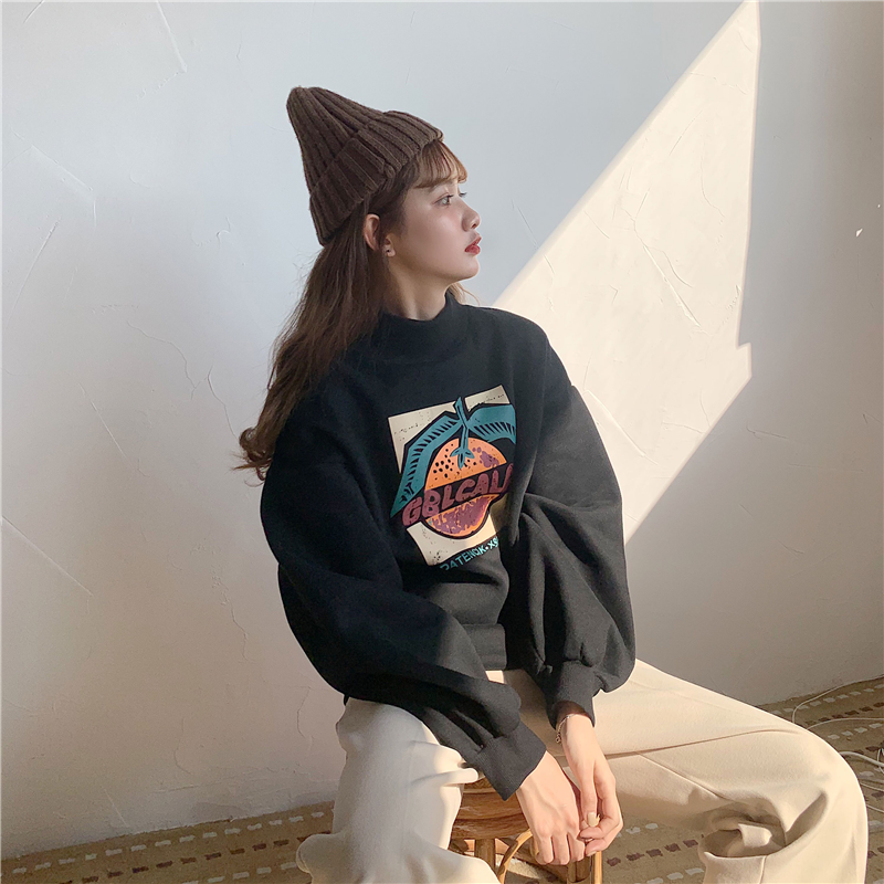 áo nỉ Sweater Dáng Rộng In Hình Xinh Xắn Theo Phong Cách Hàn Quốc
