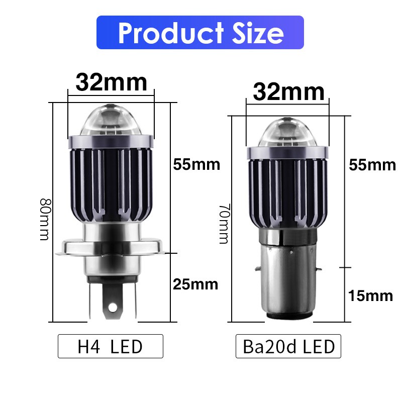 Đèn Pha Xe Máy, Đèn Gầm, Sương Mù Ô Tô 6000K Chip 5730 Chân H4 (HS1), H6 (BA20D)