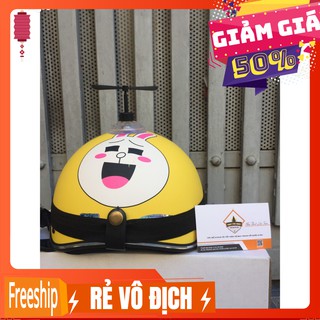 Mũ nón bảo hiểm nửa đầu 1/2 Thỏ cony vàng + chong chóng và kính phi công bảo vệ mắt