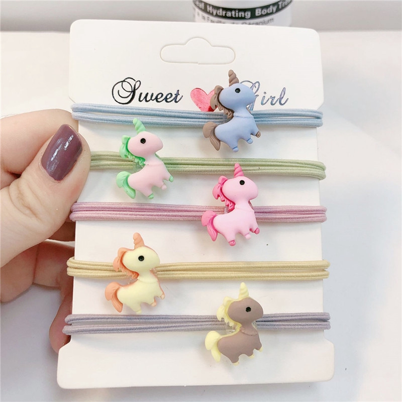 Cartoon Resin Unicorn Rubber Band Rope Nhật Bản và Hàn Quốc nhỏ tươi ISN cao đàn hồi chuông tóc Phụ kiện Bán buôn Phụ nữ