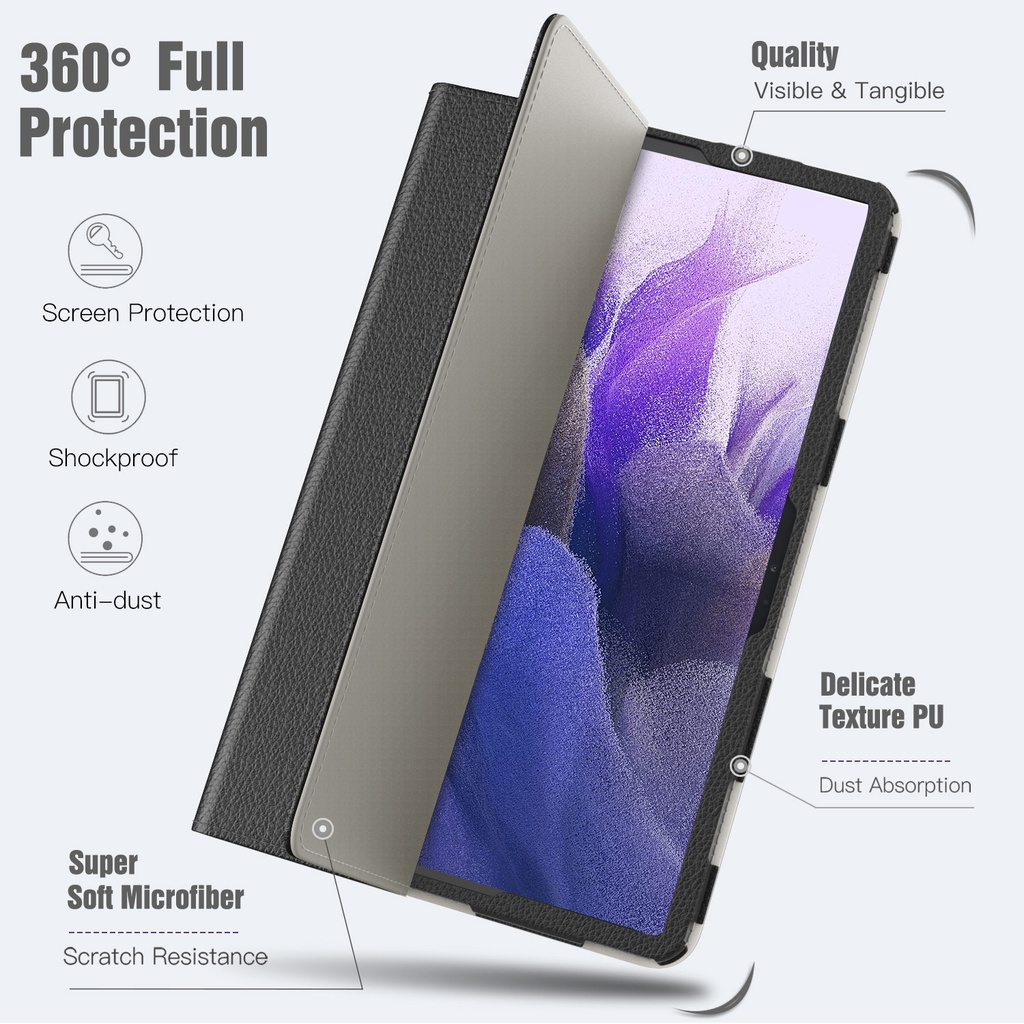 Ốp Lưng Chất Liệu Da PU Cho Samsung Galaxy Tab S8 Plus 12.4 inch 2022/S7 FE 12.4&quot; 2021 (SM-T730/T736)