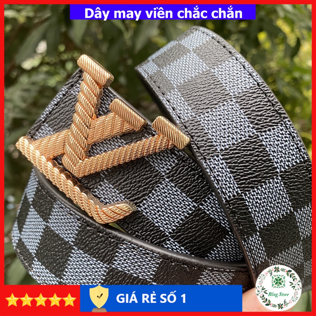 Thắt lưng nam LV dây lưng lv nam cao cấp dây may viền chắc chắn mặt kim loại nguyên khối trẻ trung sành điệu DLLV005