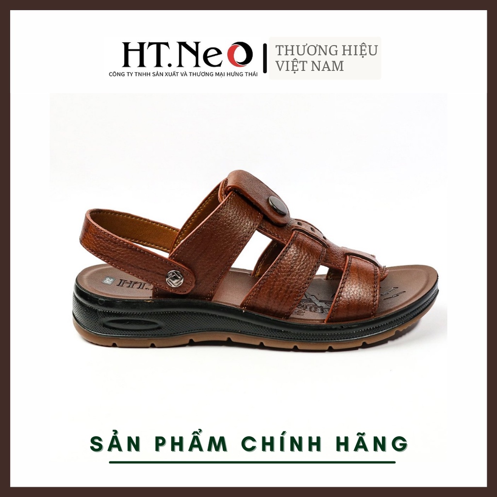Xăng Đan Đế Cao - Dép Nam Cao Cấp HT.NEO 100% Da Bò Tự Nhiên, Kiểu Dáng Nổi Bật, Đế Kếp 3,5cm Quai Da Siêu Chắc SD96