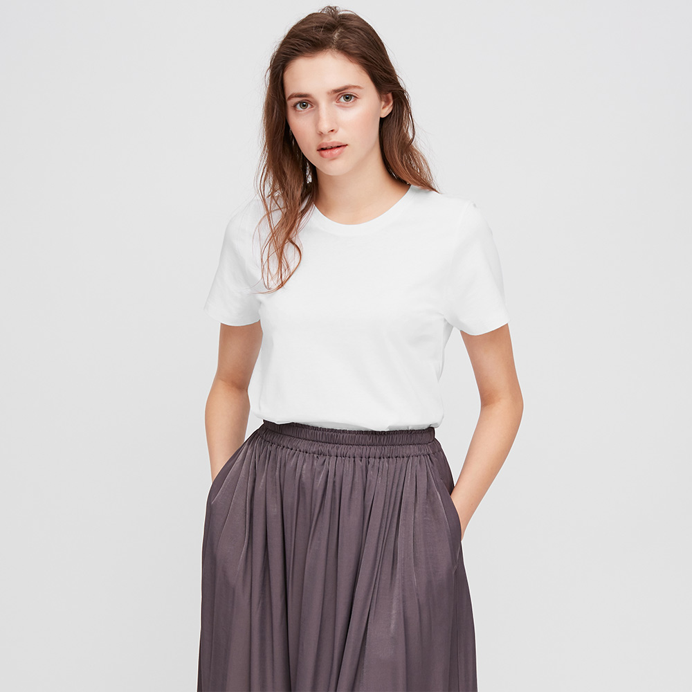 Áo thun cổ bằng cotton nữ Supima Uniqi (tay áo ngắn) 422697 uniqlo