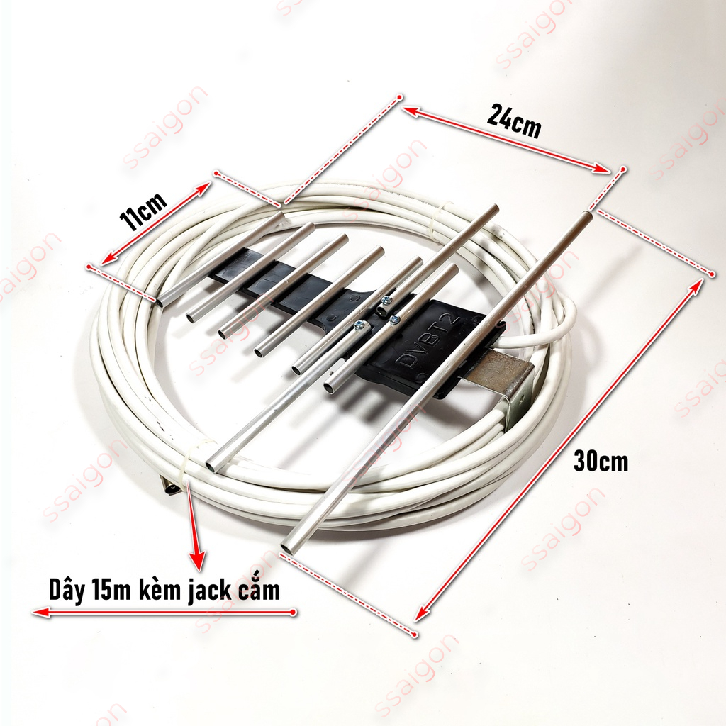 Ăng ten TV DVB T2 anten dvb t2 thu truyền hình mặt đất VNN  PRO kèm dây 15m sóng khoẻ