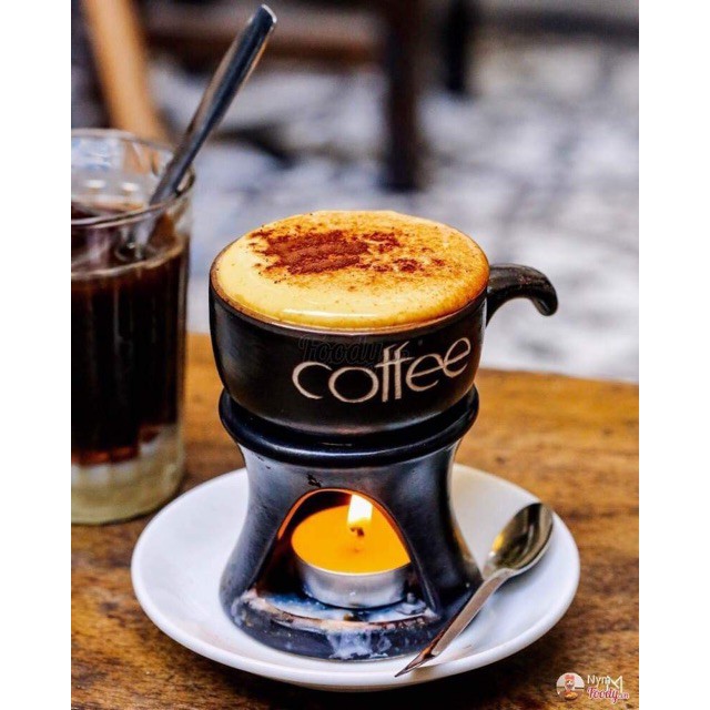 Bộ Cốc cà phê và chân bếp hâm nóng uống cà phê mùa đông - Bát tràng - 3C Roastery