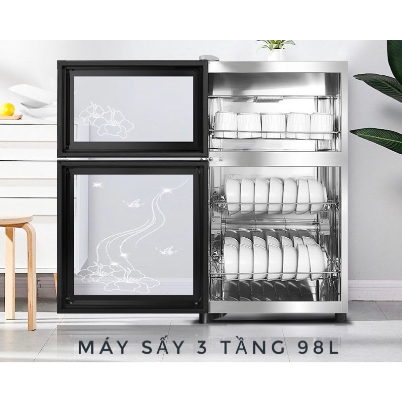 HÀNG LOẠI 1+QUÀ TẶNG - Máy sấy bát đũa khử khuẩn 188L bằng OZONE + Tủ khử trùng hồng ngoại siêu sạch - Tủ sấy