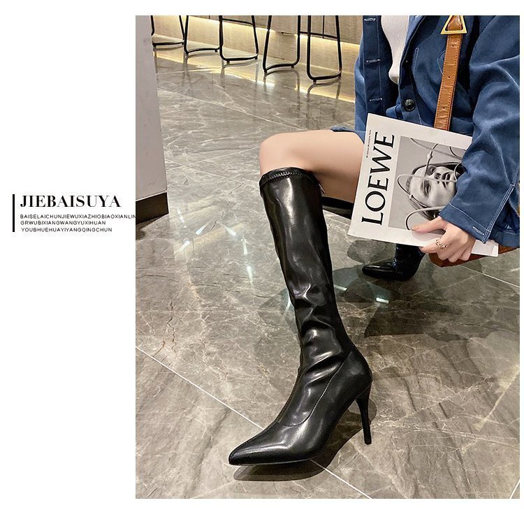 SẴN NÂU 34.35 Boots Đùi Da Mũi Nhọn Gót Cao 6.9cm Sang Chảnh Quảng Châu Cao Cấp Siêu Rẻ | BigBuy360 - bigbuy360.vn