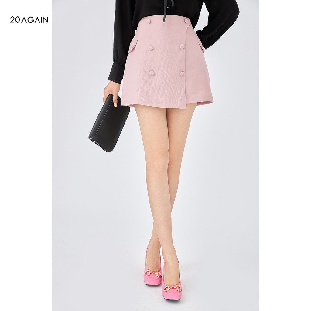 Chân váy chữ A hai hàng khuy 20AGAIN, hàng thiết kế hai tà chồng trẻ trung, đính cúc bọc JAA1605 | BigBuy360 - bigbuy360.vn