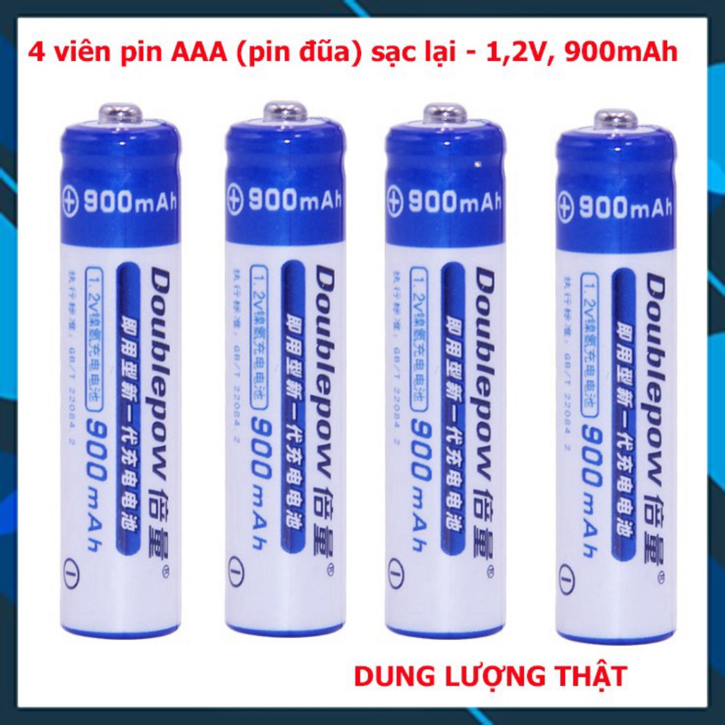 Bộ 4 viên pin đũa sạc (Pin sạc AAA) 1,2V - 900mAh DoublePow