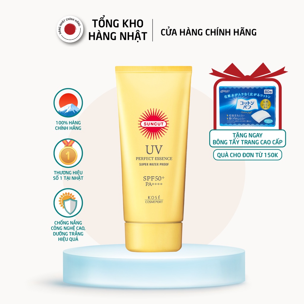 Chống Nắng Dạng Tinh Chất Siêu Chống Thấm Nước Kose Suncut UV Protect Essence Super Water proof SPF 50+/PA++++(110g )