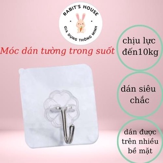Móc dán tường chịu lực trong suốt RABIT'S HOUSE, móc dán đa năng chắc, bền, đẹp chịu lực đến 10kg