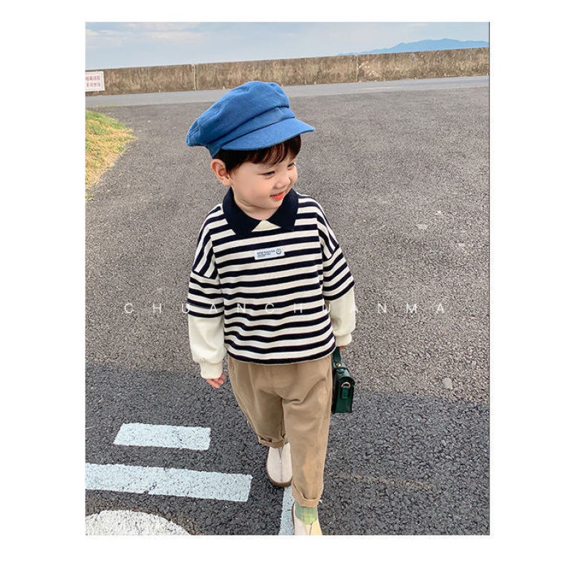 Áo thun tay dài kẻ sọc thời trang cho bé