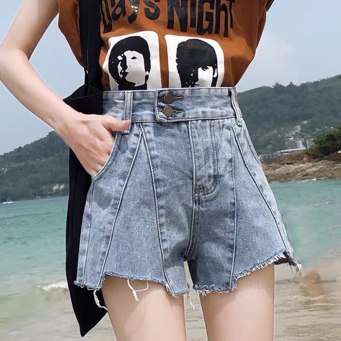 Quần short vải jean eo cao thời trang Hàn Quốc trẻ trung cho nữ