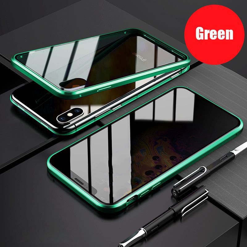 Ốp Điện Thoại Kính Viền Kim Loại Từ Tính Chống Nhìn Trộm Bảo Vệ 360 Độ Cho iPhone 6 6
