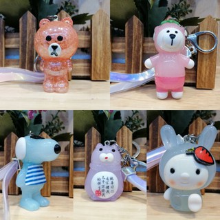 Móc khóa đèn led nhiều mẫu có dây hologram sáng bóng