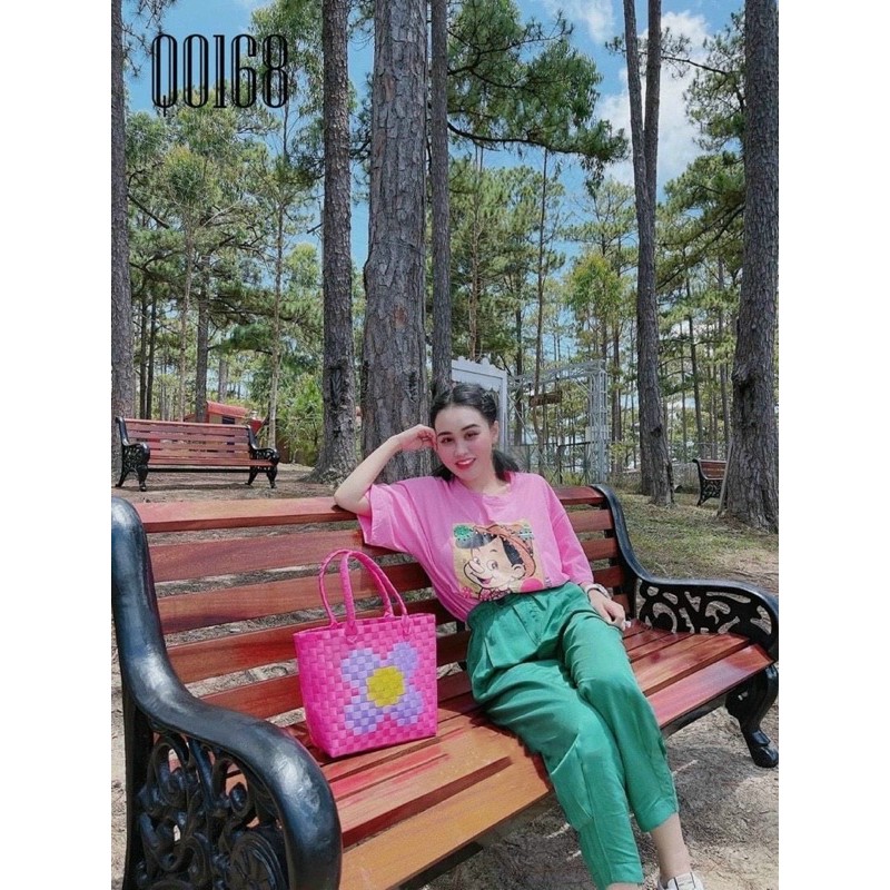 Quần Baggy Đũi Cúc Lệch Lưng Cao,Quần Baggy 9 Tấc  Cạp Chun Sau Năng Động_Kim Anh Shop